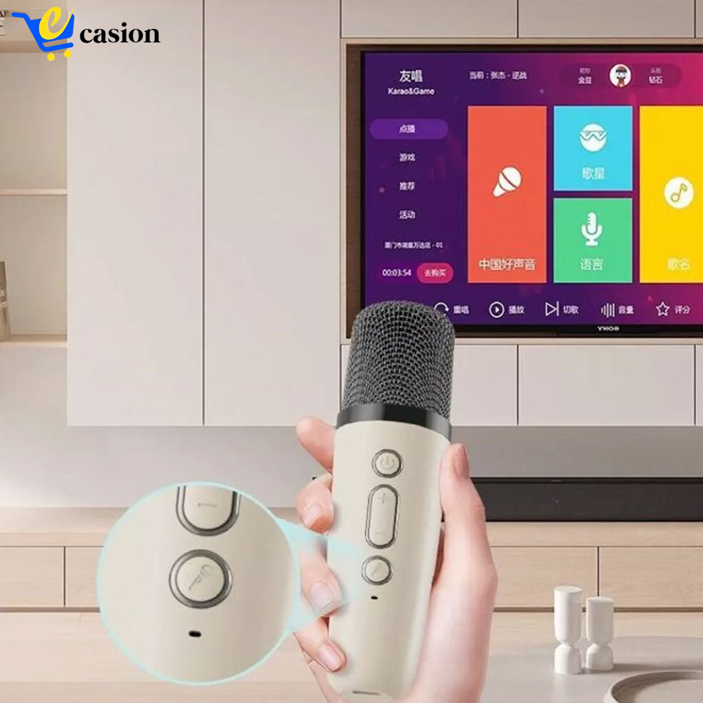Mini Haut-Parleur Bluetooth Portable avec Deux Micros – Karaoké Nomade et Son Stéréo
