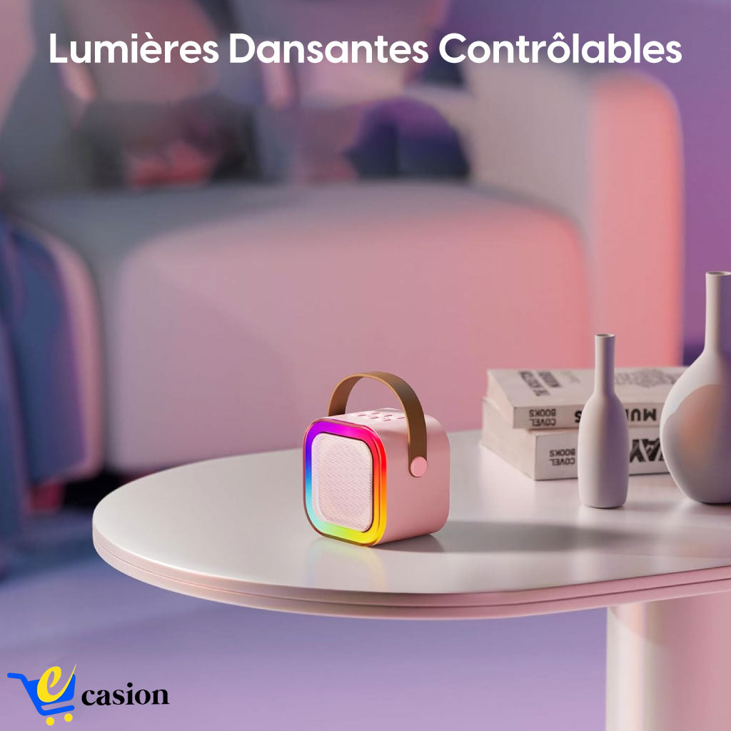 Mini Haut-Parleur Bluetooth Portable avec Deux Micros – Karaoké Nomade et Son Stéréo
