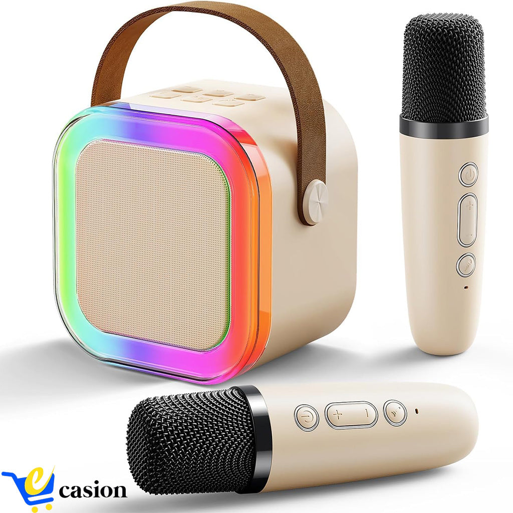Mini Haut-Parleur Bluetooth Portable avec Deux Micros – Karaoké Nomade et Son Stéréo