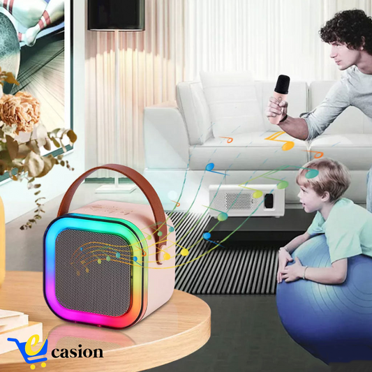 Mini Haut-Parleur Bluetooth Portable avec Deux Micros – Karaoké Nomade et Son Stéréo