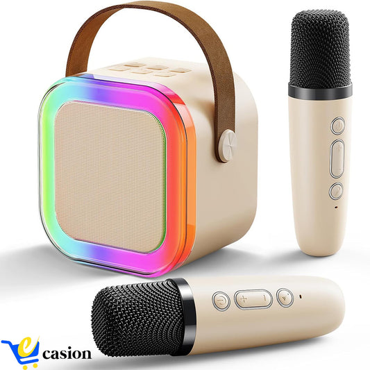 Mini Haut-Parleur Bluetooth Portable avec Deux Micros – Karaoké Nomade et Son Stéréo